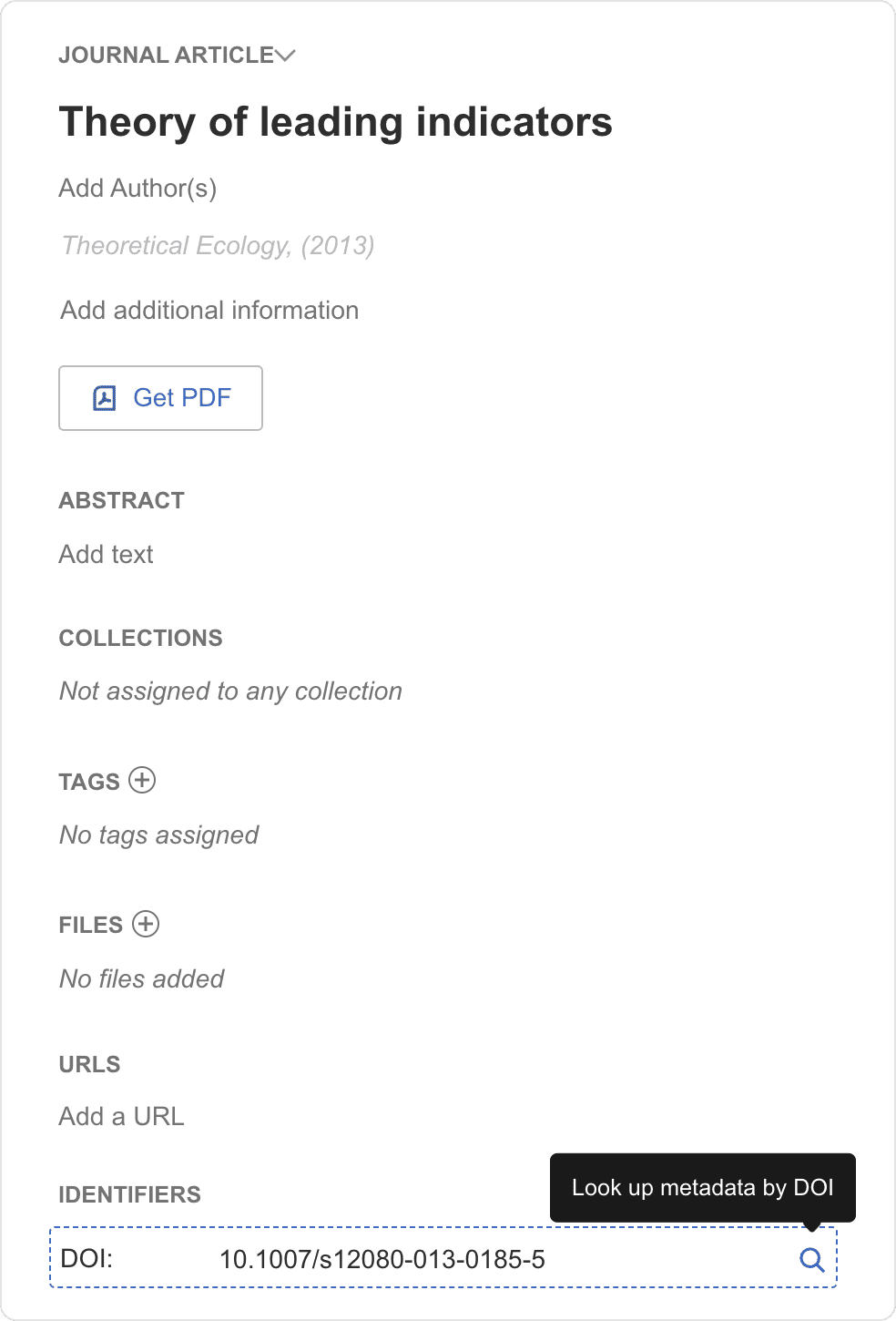 Mendeley Look Up feature